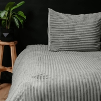 Rib Teddy Dekbedovertrek 140 x 200/220 Grijs