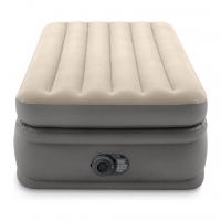 Intex 64162ND Prime Comfort 1-Persoons Luchtbed 99x191x51 cm + Ingebouwde Pomp Grijs/Beige